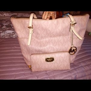 Michael Kors Blush colored purse & matching wallet